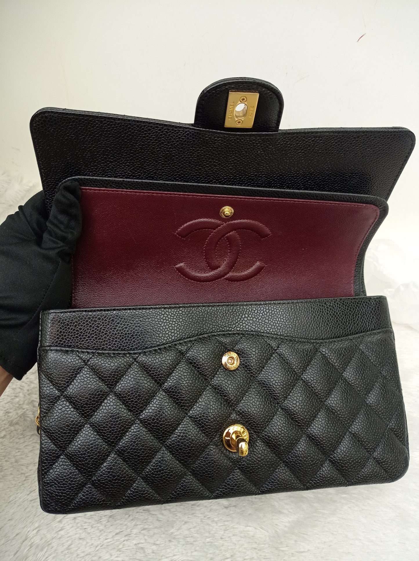 Chanel Medium Caviar Black GHW DF (CHIP)