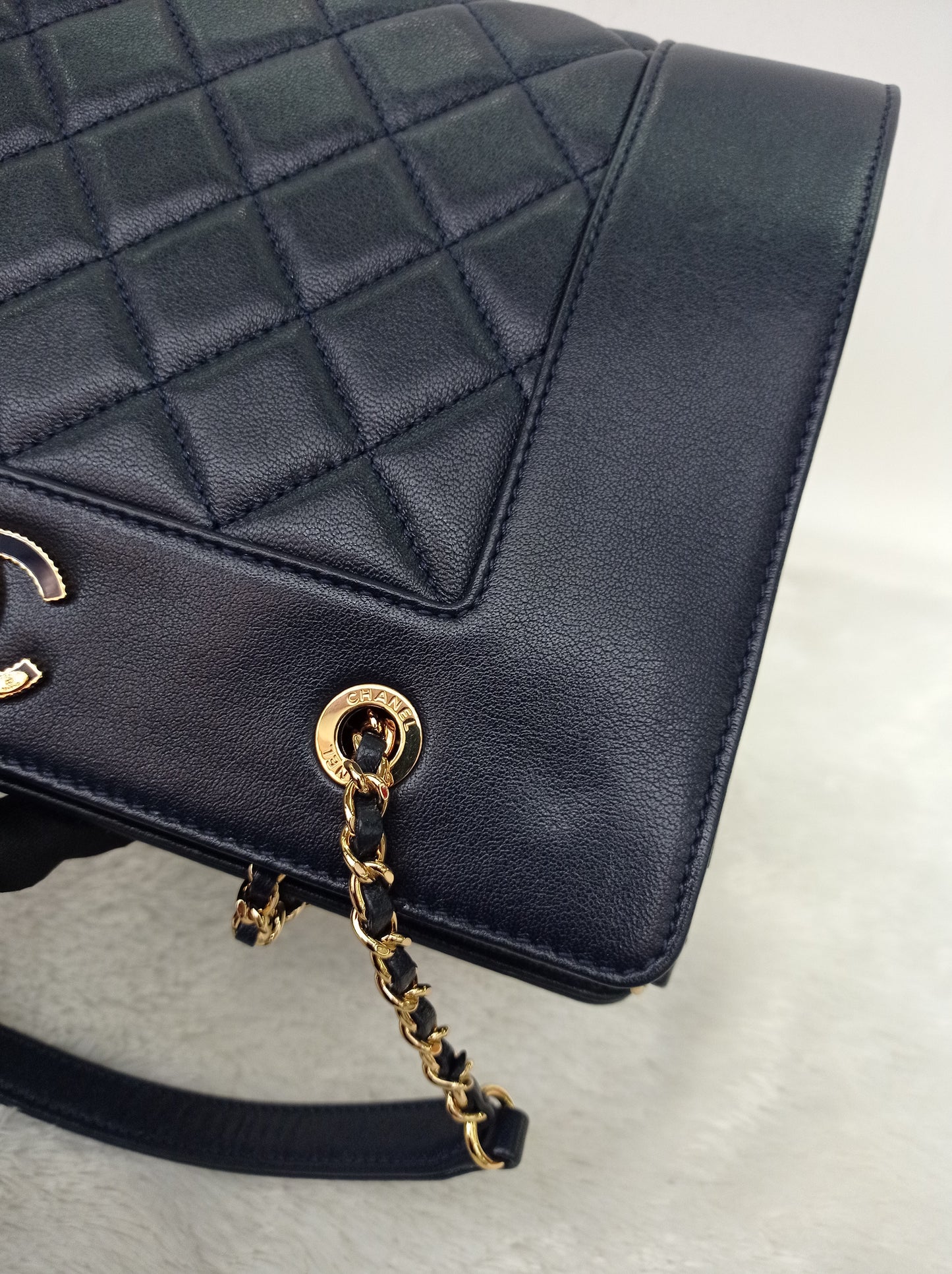 Chanel Mademoiselle Tote Calfskin Navy Blue GHW #23