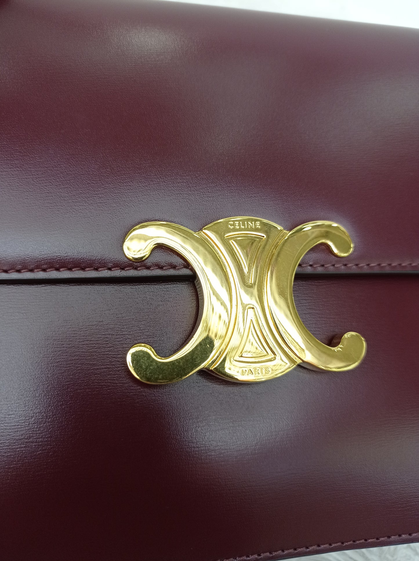 Celine Triomphe College Calfskin Dark Burgundy GHW 2023