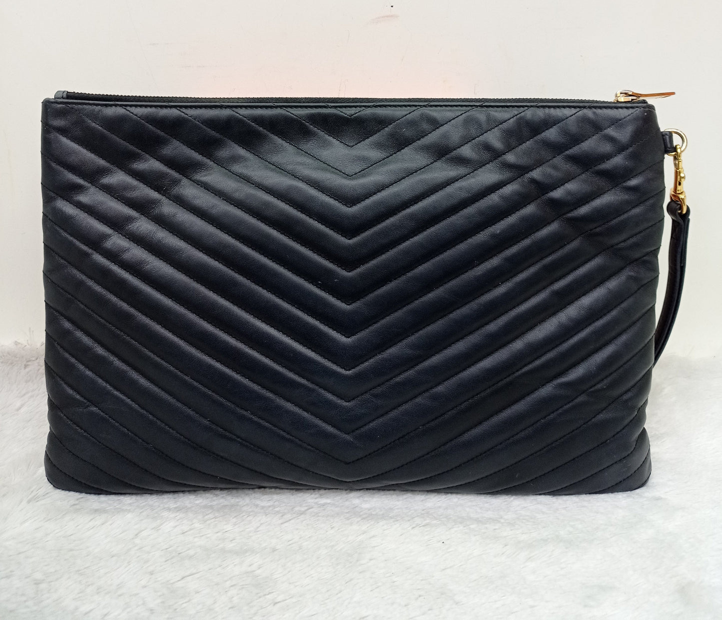 YsL Tablet Pouch Matelasse Monogram Cassandre Calfskin Black GHW 2016