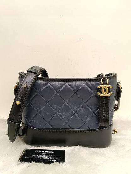 Chanel Gabrielle Small Calfskin Navy Black #27