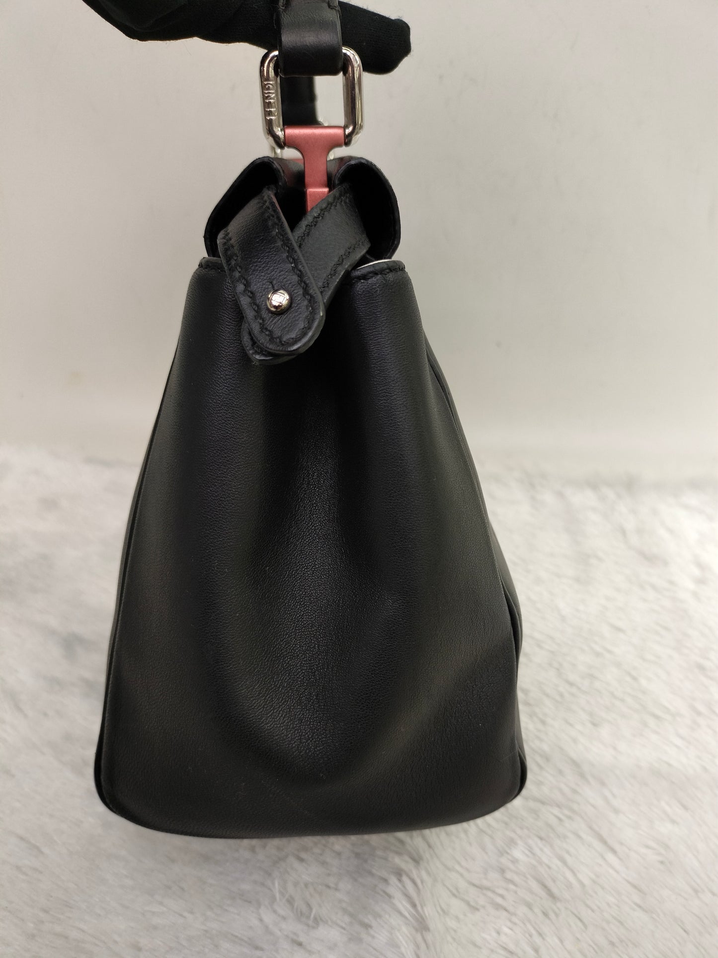Fendi Peekaboo Iconic Mini Black SHW Pink Enamel