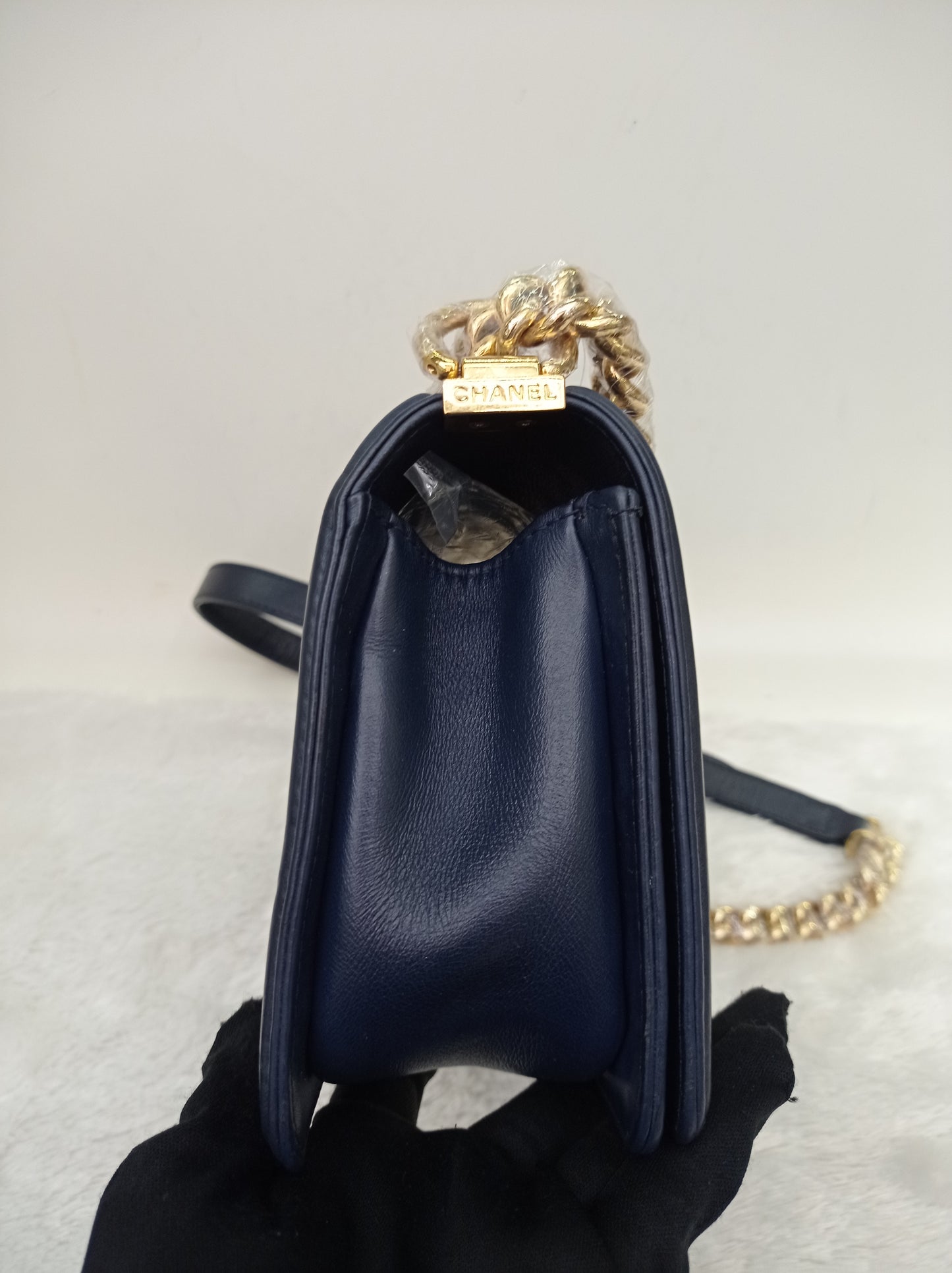 Chanel Boy 25 Round Chain Calfskin Navy Blue GHW #29