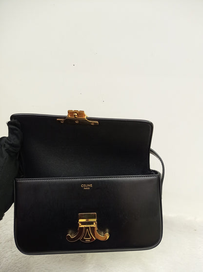 Celine Triomphe Shoulder Calfskin Black GHW 2022