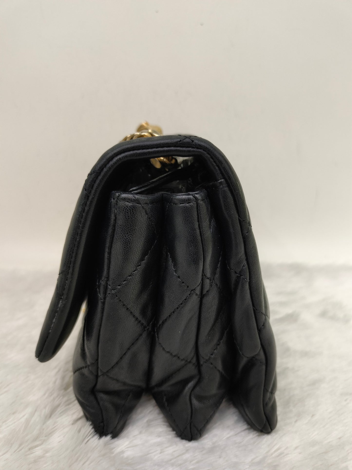 Chanel Small Pillow Crush Flap Lamb Black GHW (CHIP)