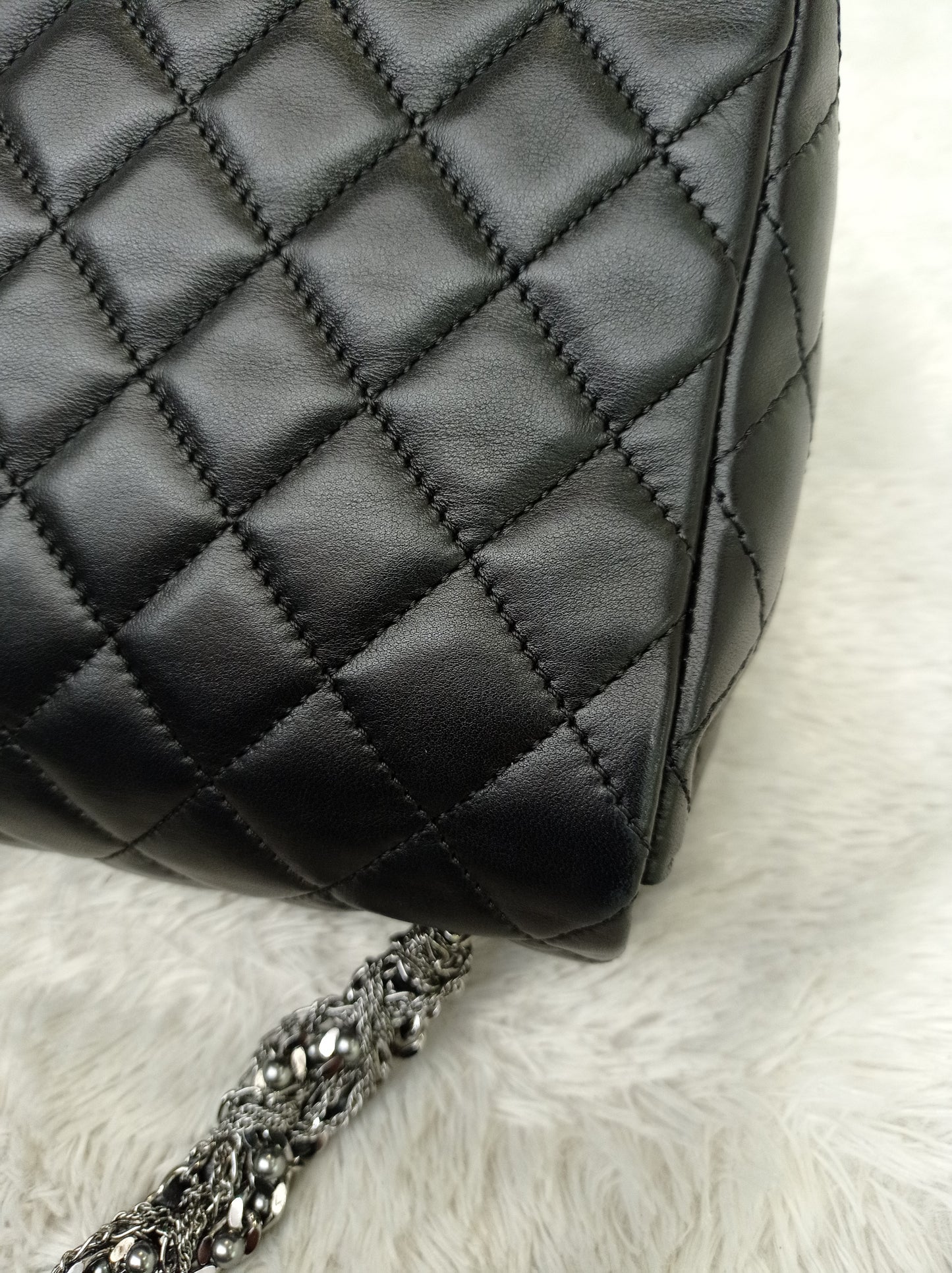 Chanel Medium Westminster Pearl Flap Lamb Black SHW #21
