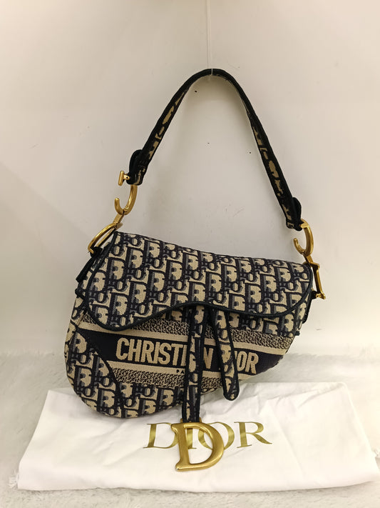 Dior Saddle Medium Oblique Embroidered Navy GHW 2020