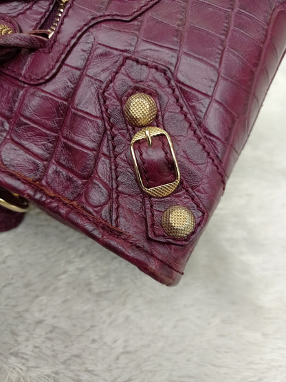 Balenciaga Mini City Giant Croco Burgundy GHW 2016