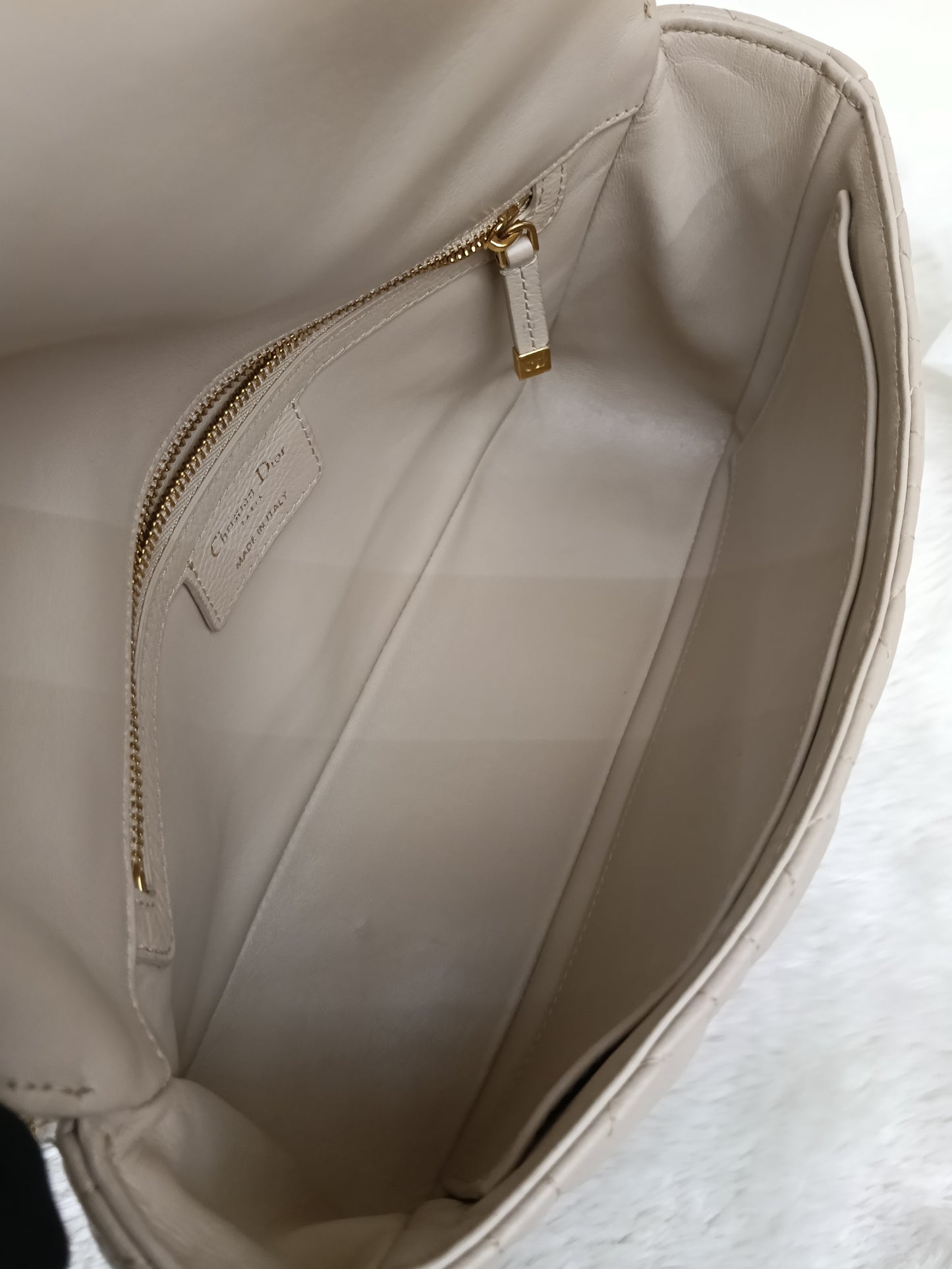 Dior Caro Medium Cannage Powder Beige Enamel Chain GHW 2023