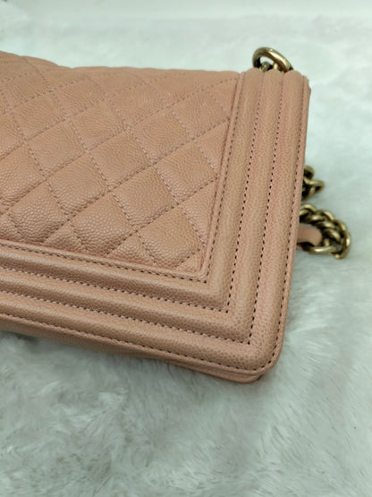 Chanel Boy 25 Caviar Salmon GHW #25