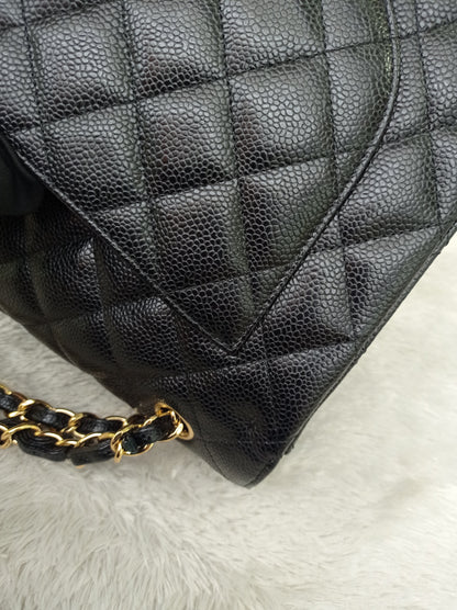 Chanel Maxi Caviar Black GHW DF #24