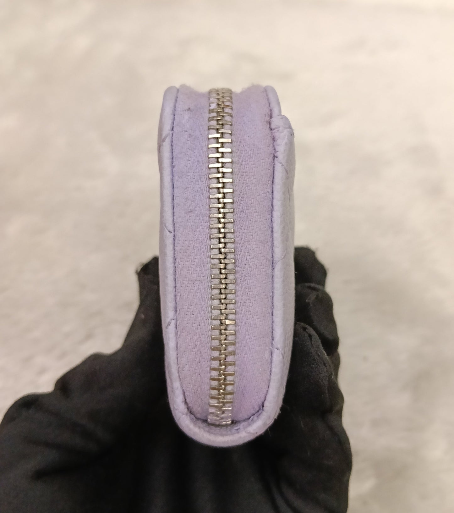 Chanel Zip Around Coin Wallet Purse Caviar Light Purple SHW #31