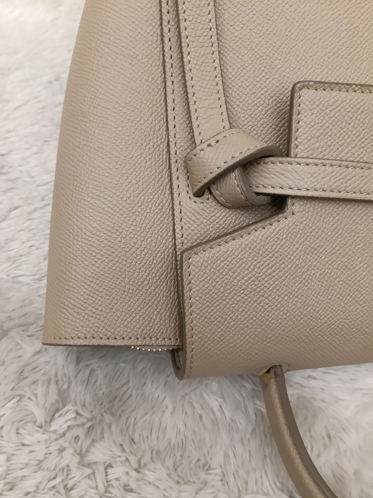 Celine Micro Belt Grained Light Taupe GHW 2021