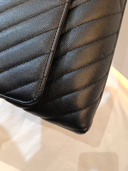 Chanel Coco Handle Medium Chevron Caviar Black GHW #26