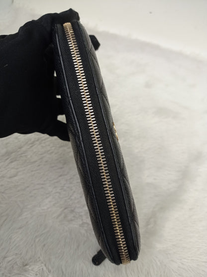 Chanel Zip Around Wallet Caviar Black GHW #17