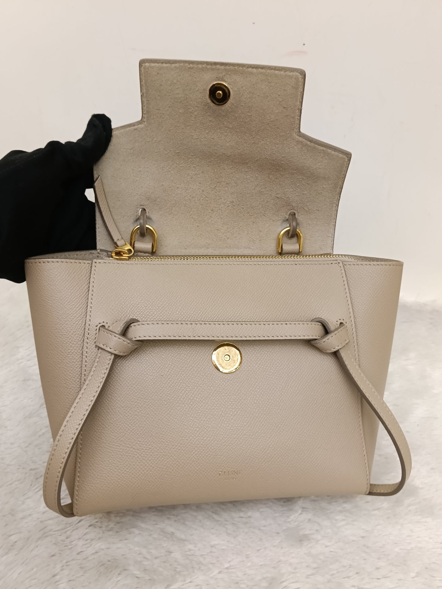 Celine Nano Belt Grained Light Taupe GHW 2018