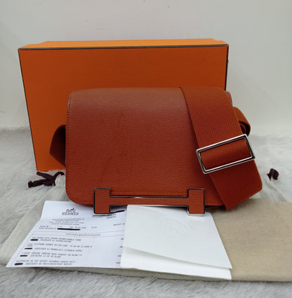 Hermes Geta Chevre Mysore Sangle Cuivre PHW #U