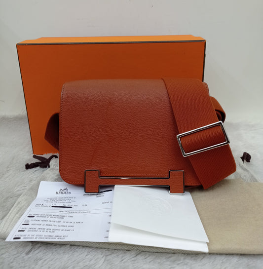 Hermes Geta Chevre Mysore Sangle Cuivre PHW #U