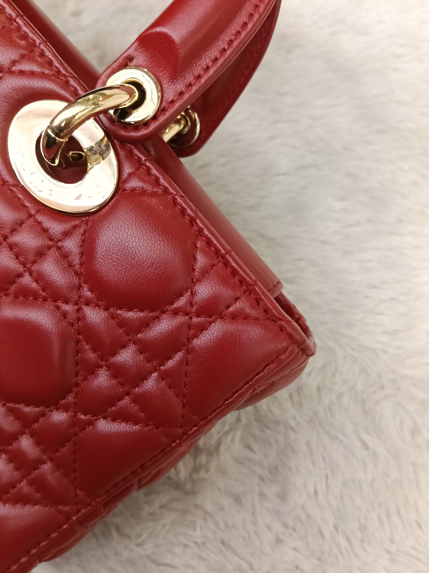 Dior Lady D'Joy Medium Lamb Red GHW 2016