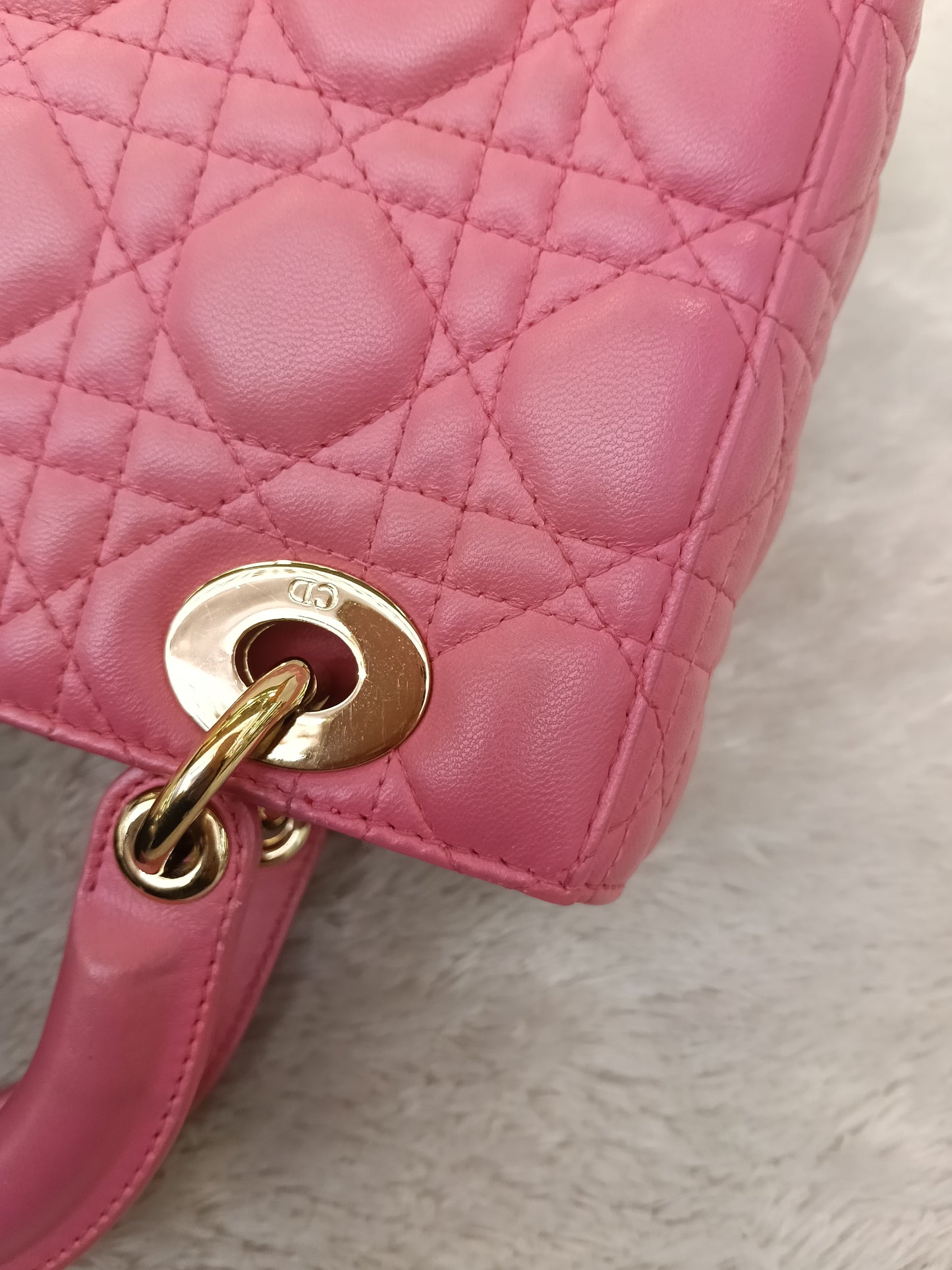 Lady Dior Small Lamb Fuchsia GHW 2018
