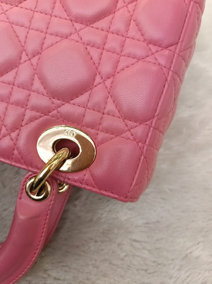 Lady Dior Small Lamb Fuchsia GHW 2018