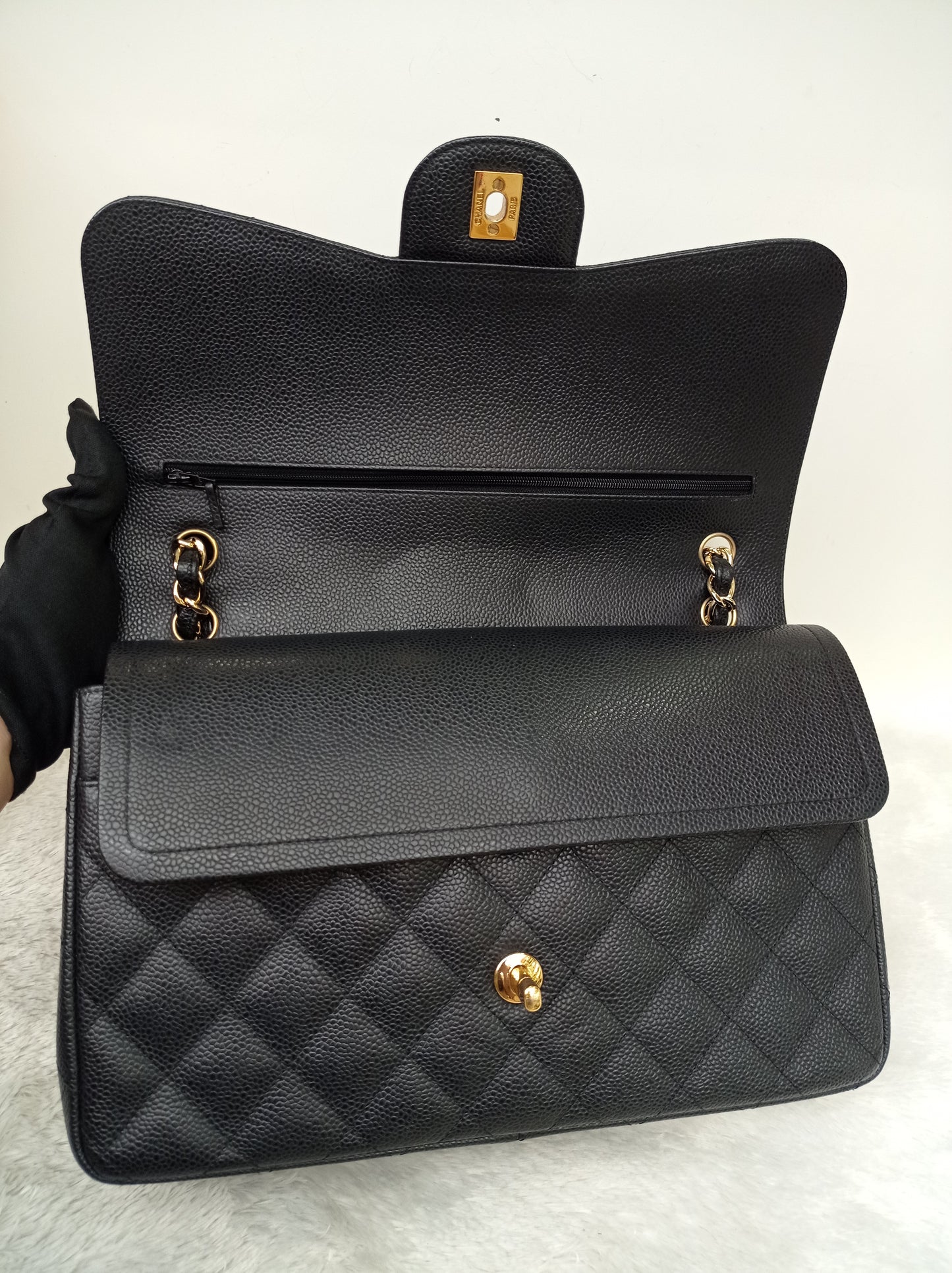 Chanel Jumbo Caviar Black GHW DF #17