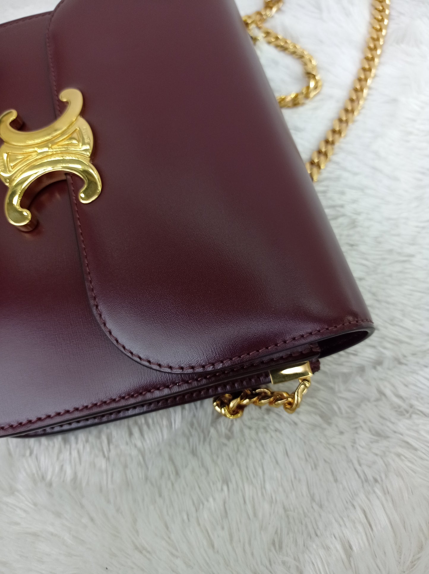 Celine Triomphe College Calfskin Dark Burgundy GHW 2023