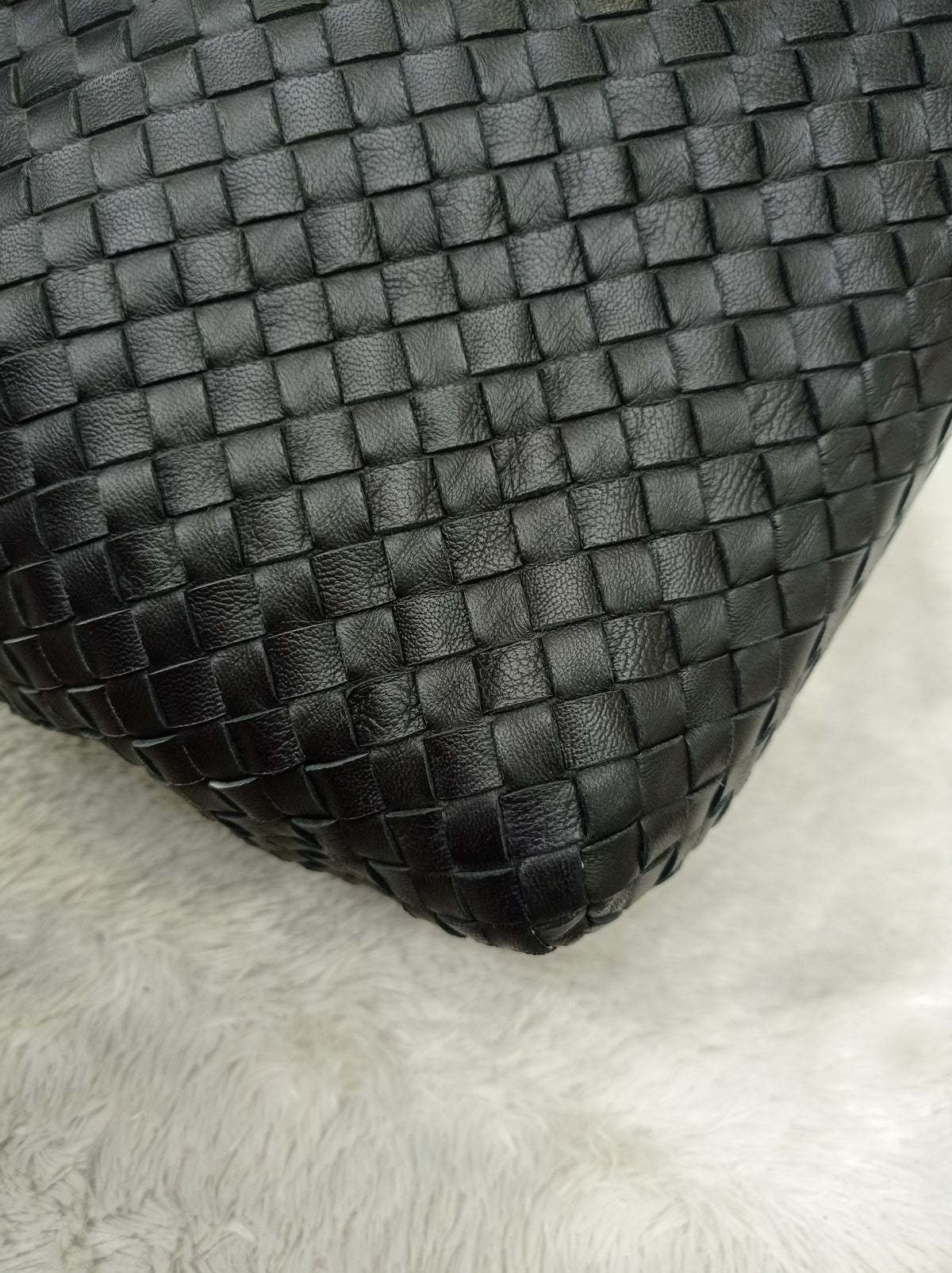 Bottega Veneta Nappa Intrecciato Ayers Brick Tote Black Snake Skin RHW