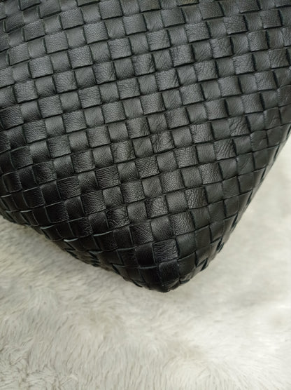 Bottega Veneta Nappa Intrecciato Ayers Brick Tote Black Snake Skin RHW