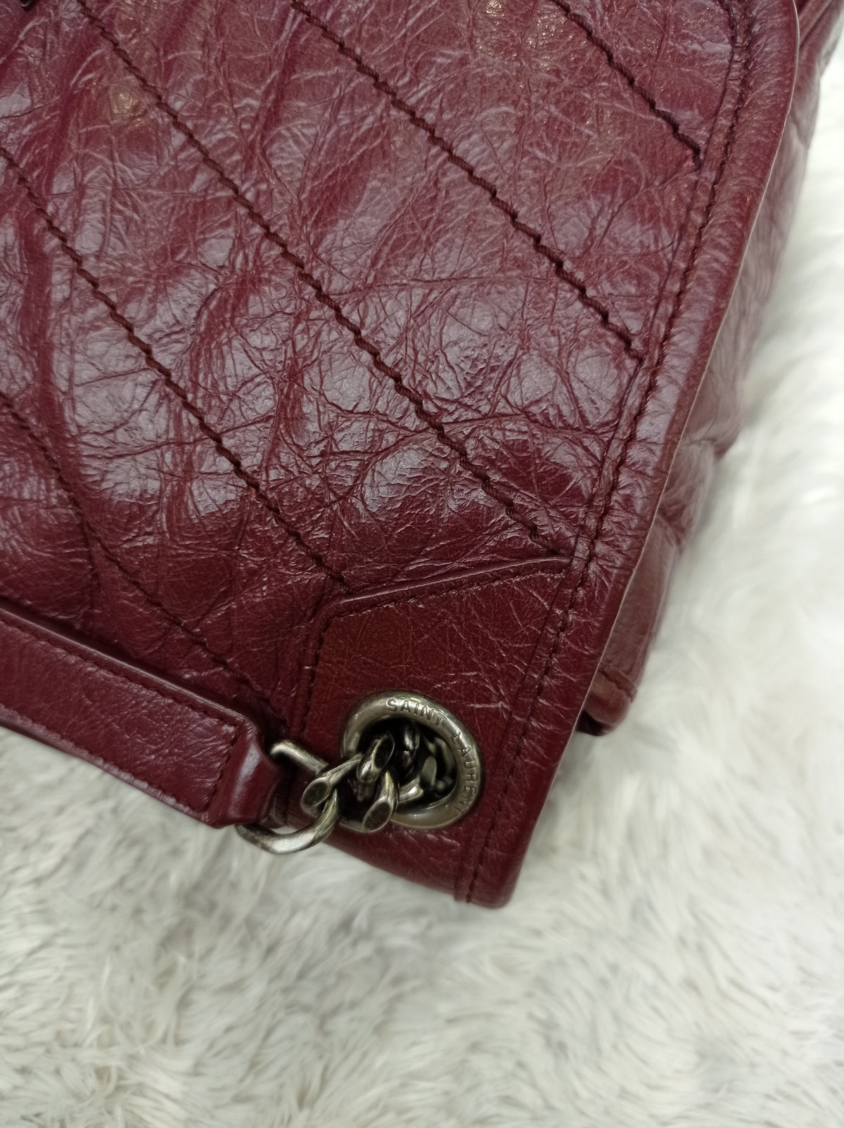 YsL Niki Medium Calfskin Burgundy RHW 2018