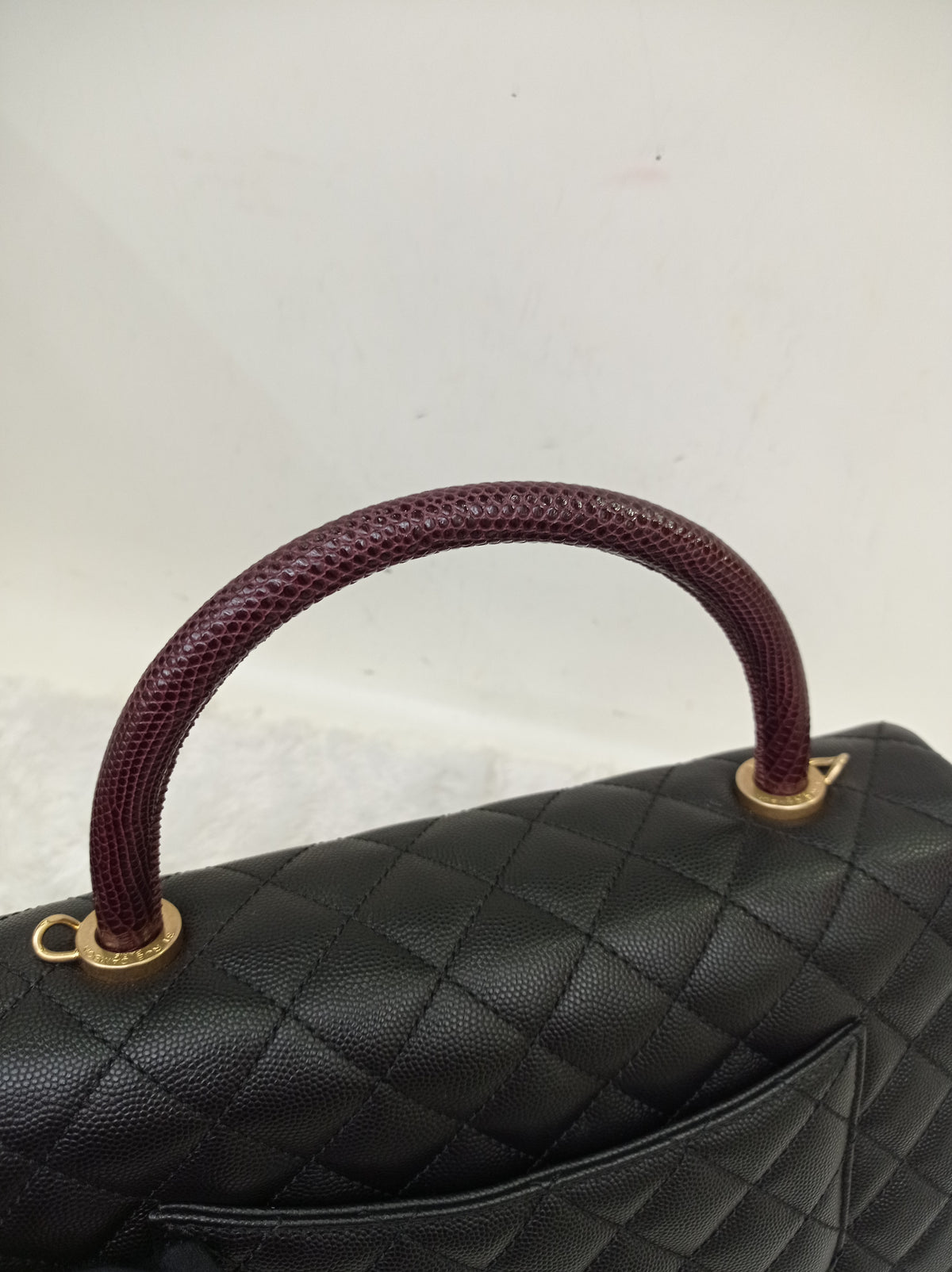 Chanel Coco Handle Medium Caviar Black Handle Lizard GHW #23