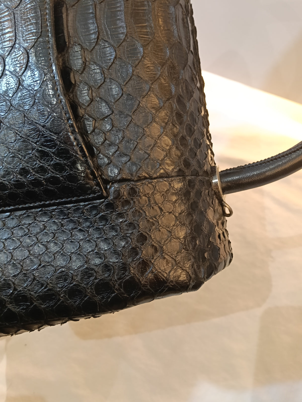 Chanel Coco Handle Medium Python Black RHW #23