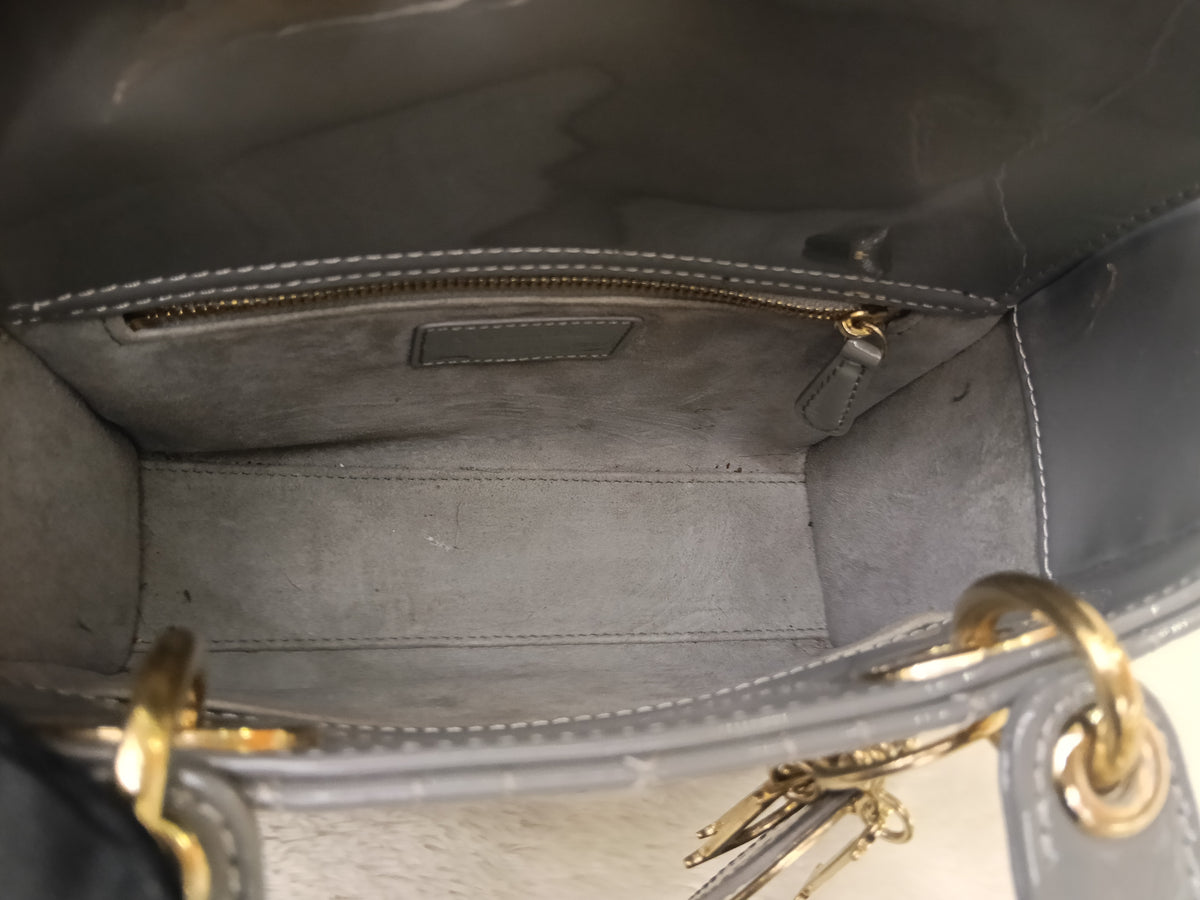 Lady Dior Small Patent Grey GHW 2021