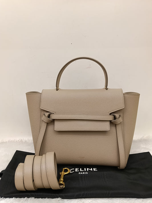 Celine Micro Belt Grained Light Taupe GHW 2021
