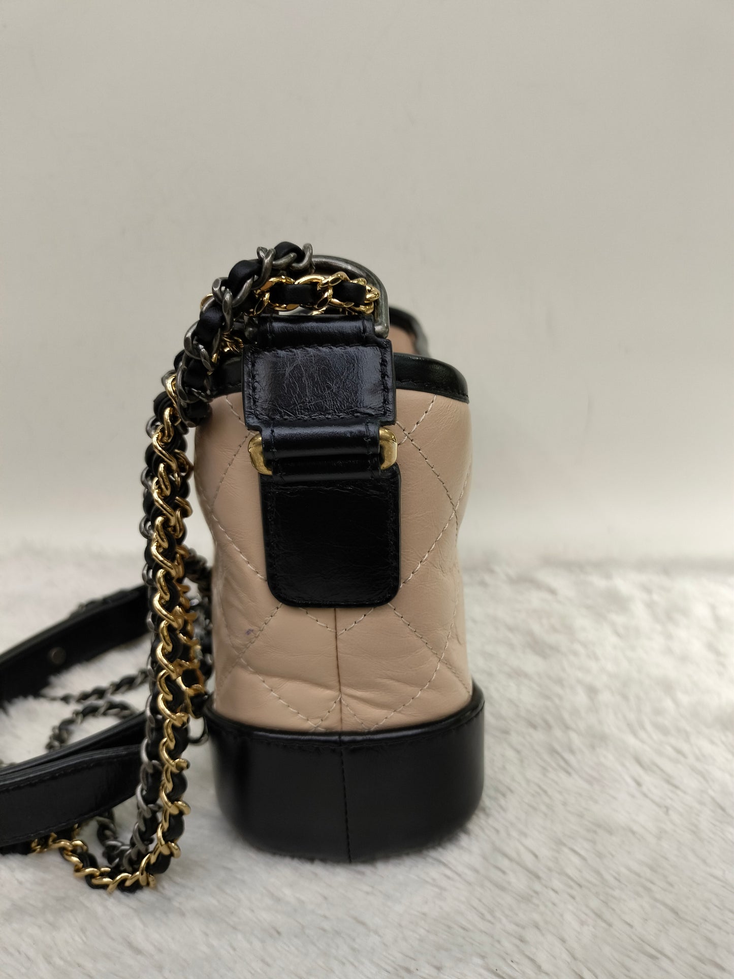 Chanel Gabrielle Small Calfskin Beige Black #26