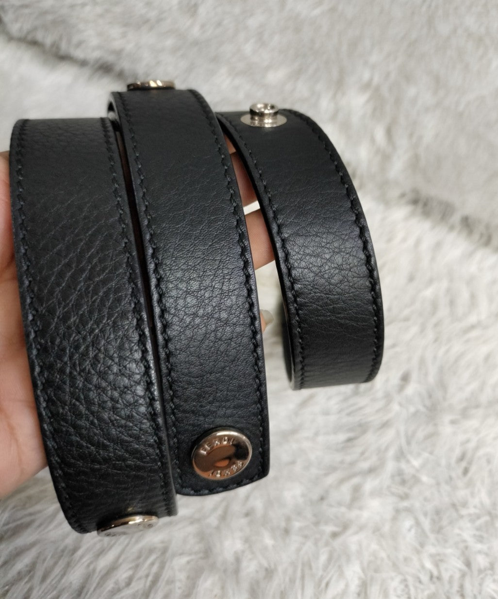 Fendi BTW Medium Black Scalloped Pearl SHW