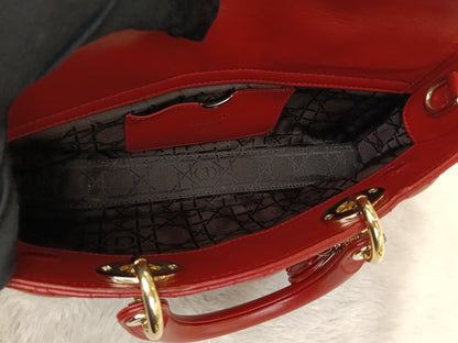 Dior Lady D'Joy Medium Lamb Red GHW 2016