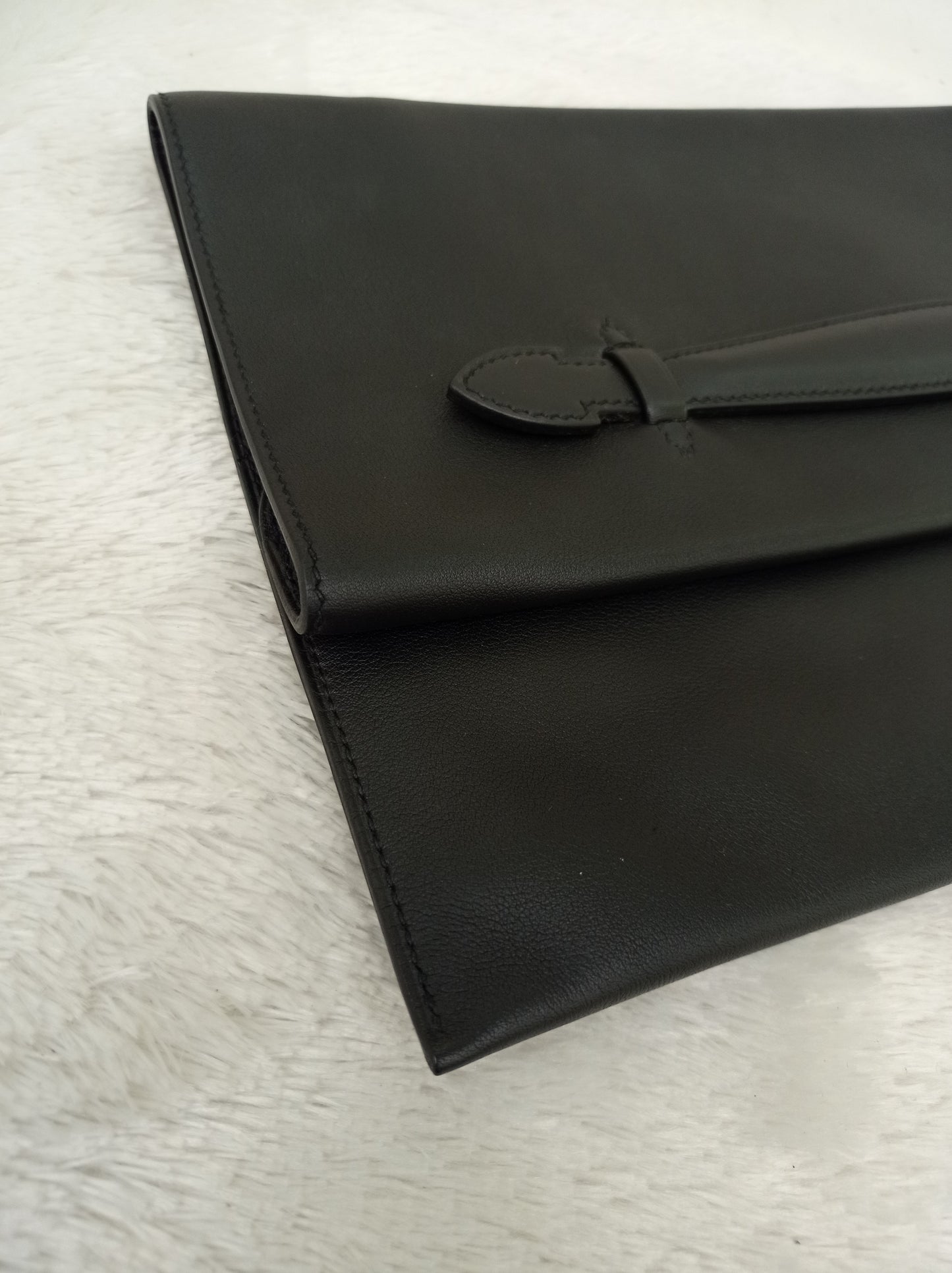 Hermes Plit Plat Clutch Evercolour Black #A