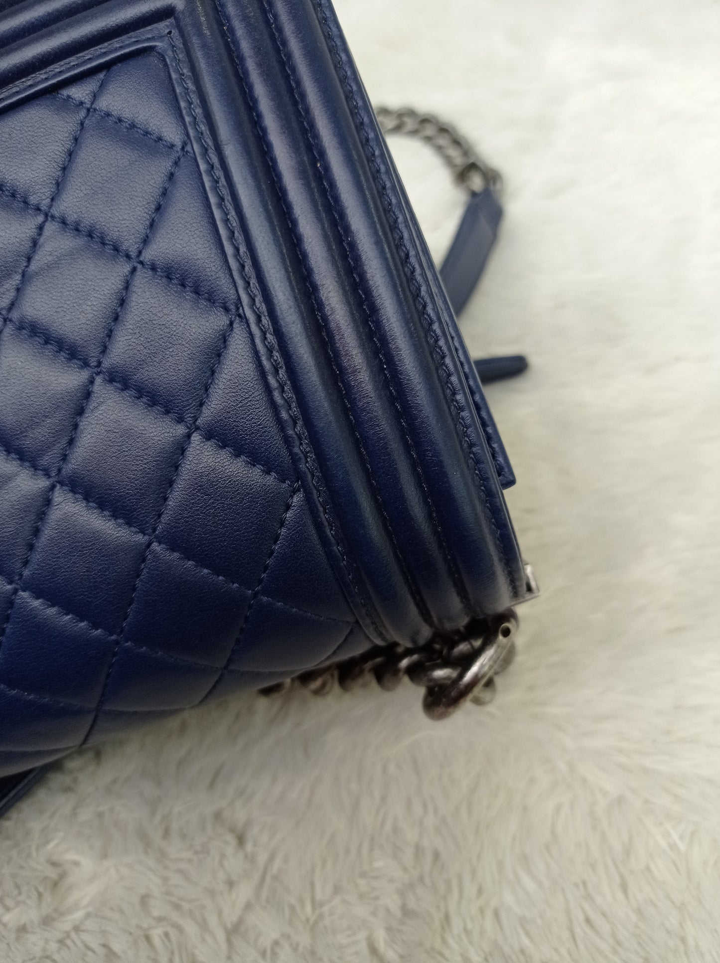 Chanel Boy 25 Lamb Navy Blue RHW #21