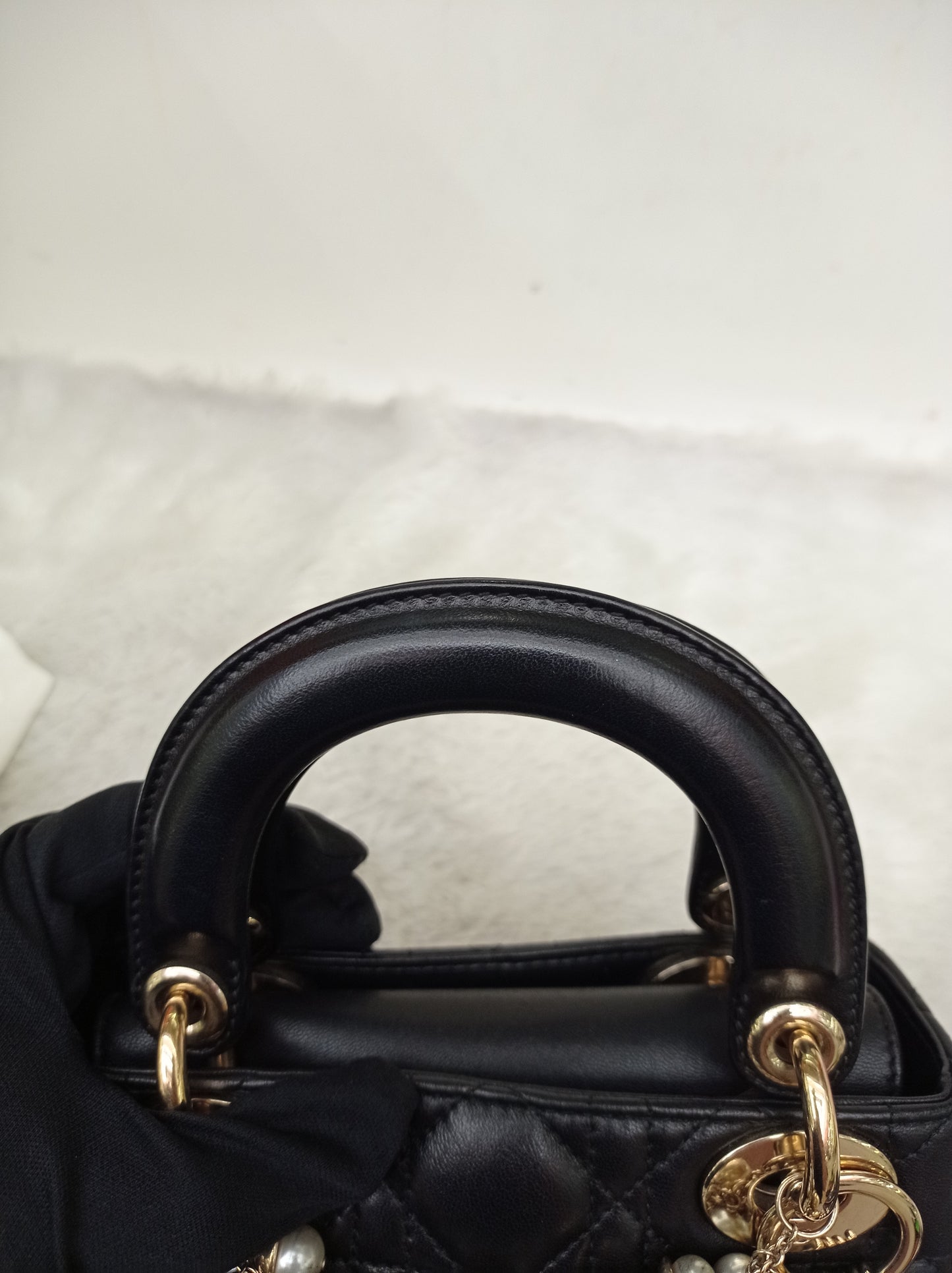Lady Dior Mini Lamb Pearl Embellished Black GHW 2010