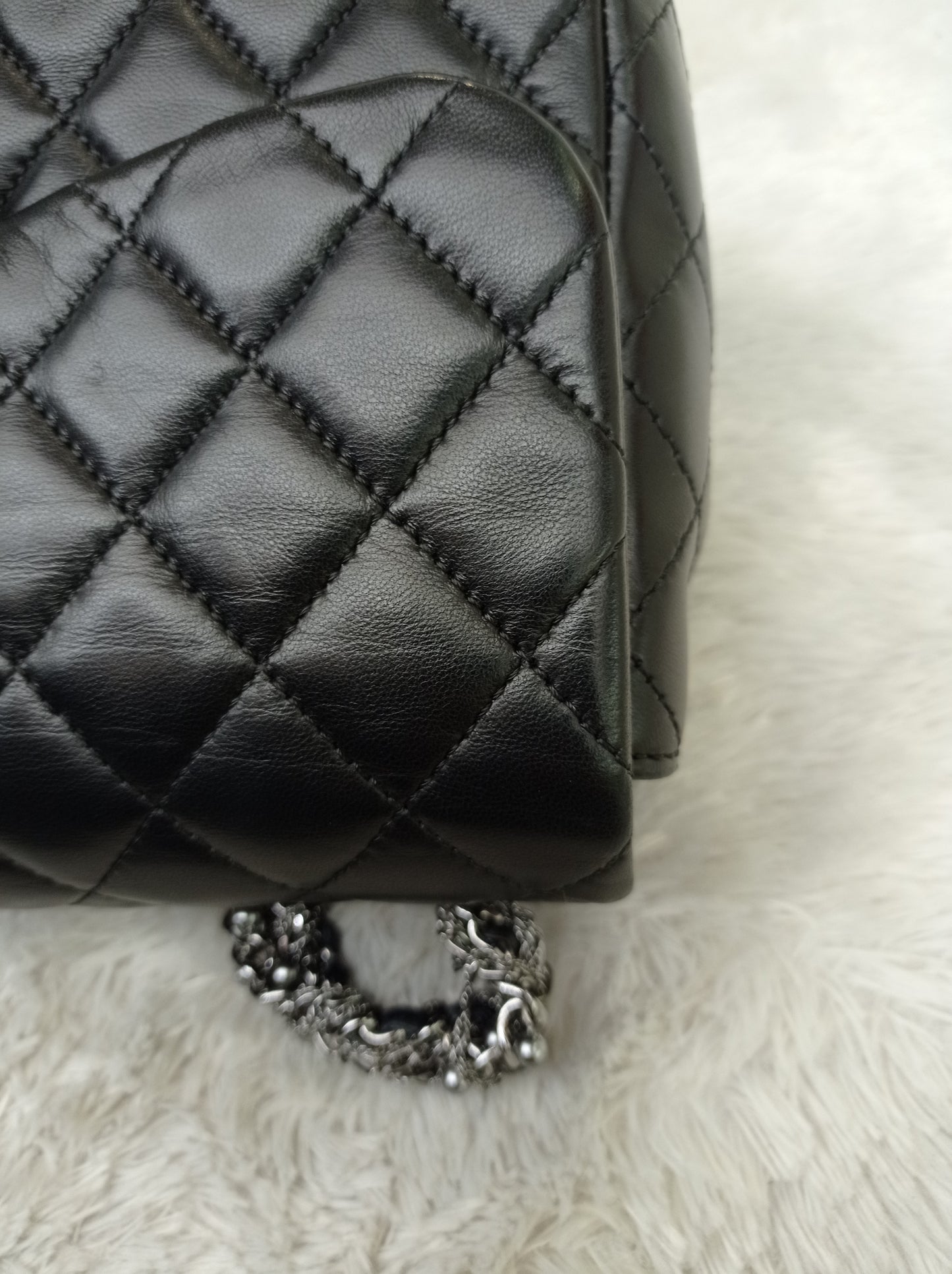Chanel Medium Westminster Pearl Flap Lamb Black SHW #21