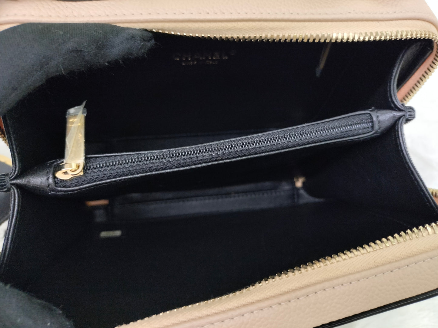 Chanel Filigree Vanity Case Medium Caviar Beige Black GHW #26