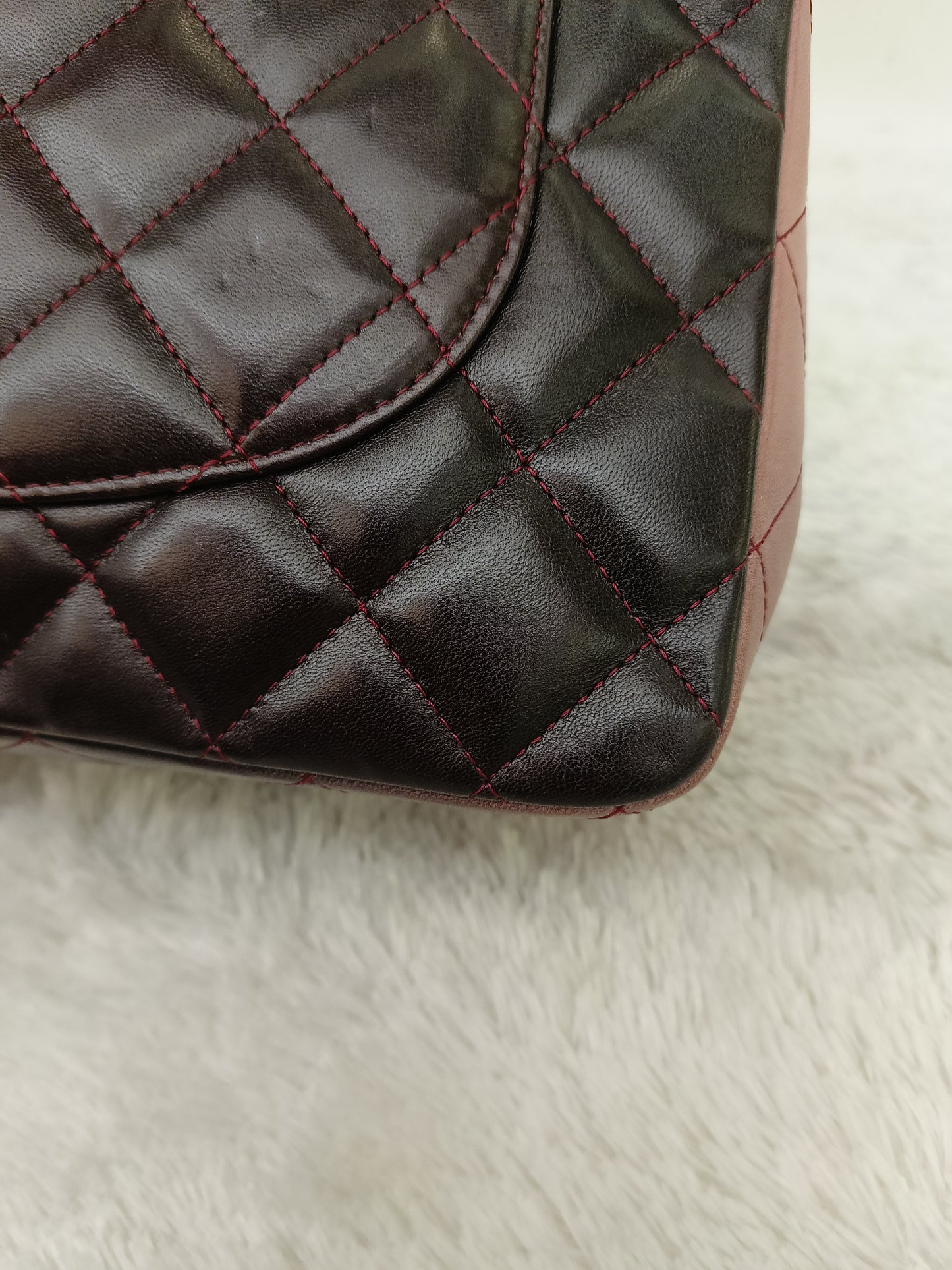 Chanel Jumbo Lamb Bordeaux Dark Red Ombre Pink RGHW SF #13