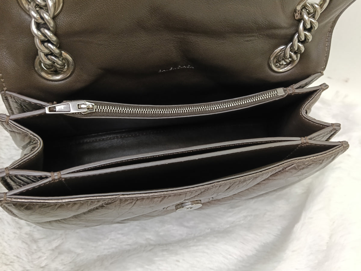 Balenciaga Small Crush Chain Padded Crinkled Dark Bronze SHW 2023