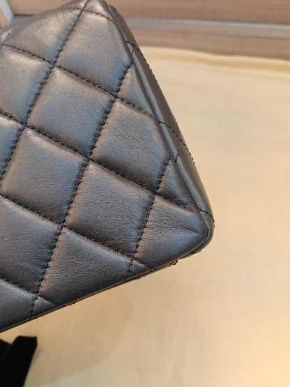 Chanel Seasonal Mini Flap Crush on Chain Calfskin Grey GHW (CHIP)
