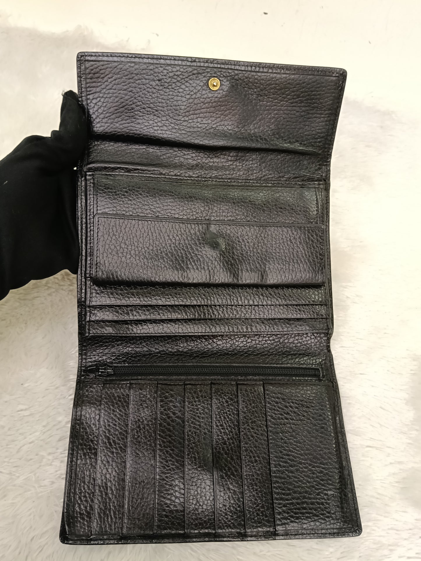Gianni Versace Medusa Trifold Wallet Grained Black GHW