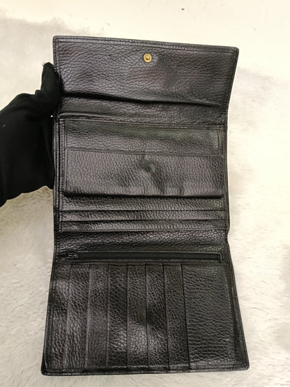 Gianni Versace Medusa Trifold Wallet Grained Black GHW