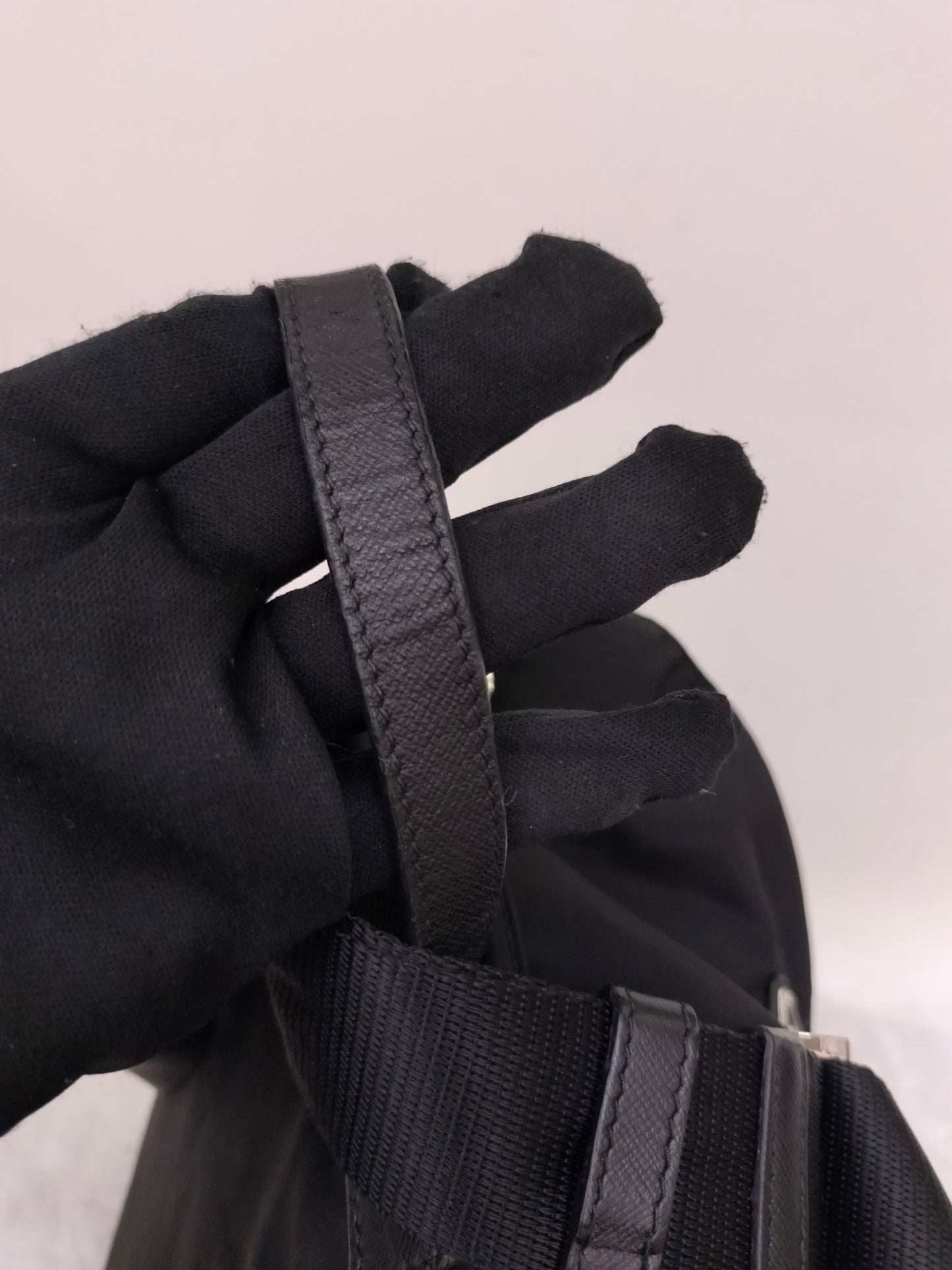 Prada Drawstring Backpack Nylon Black SHW