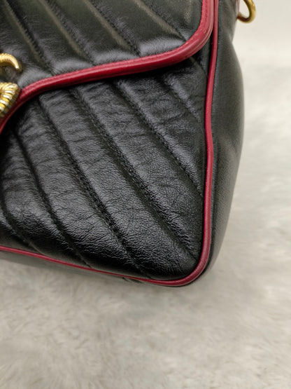 Gucci Marmont Top Handle Medium Black Red GHW