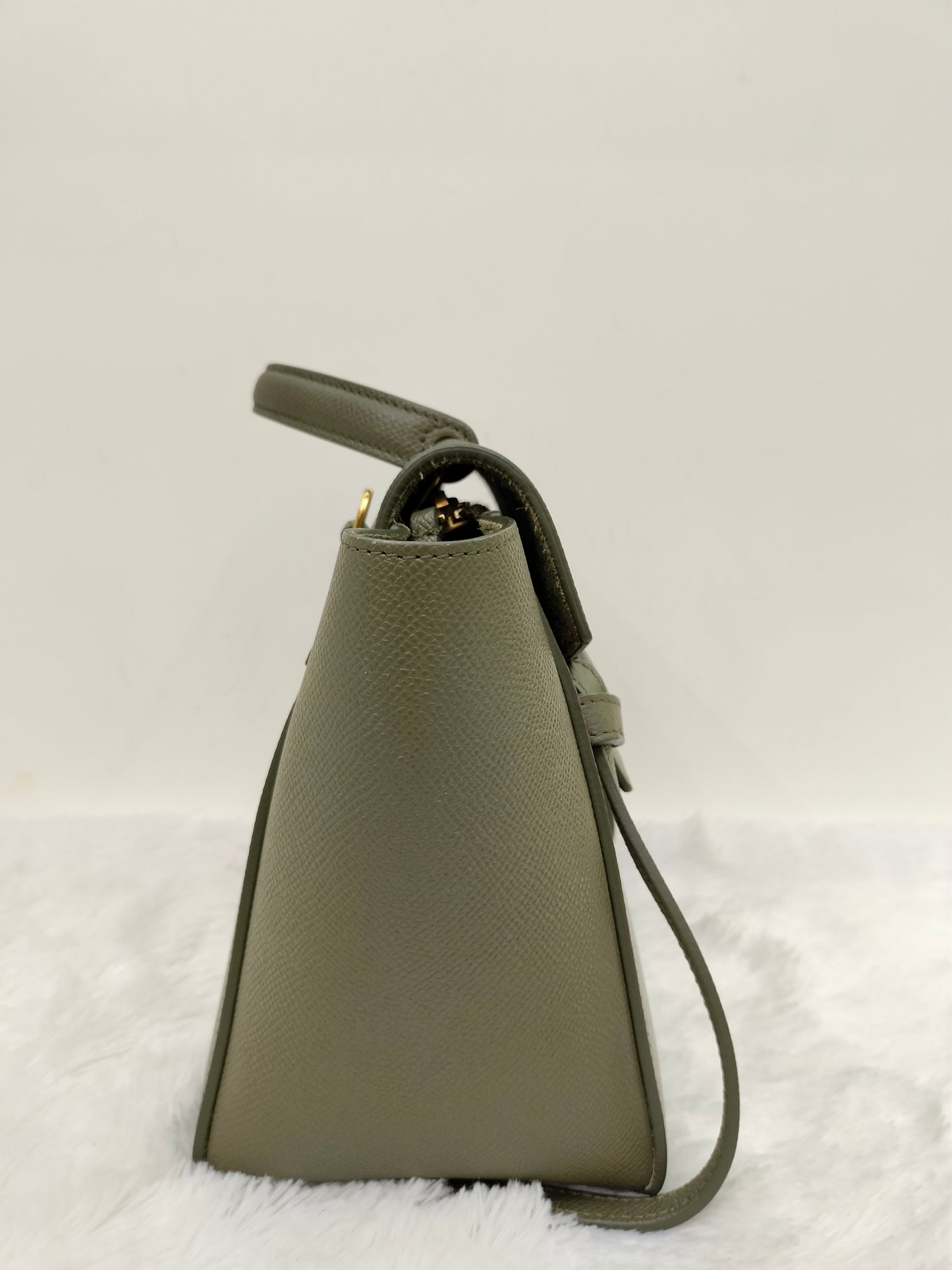 Celine Nano Belt Grained Green Army GHW 2019